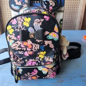Backpack Black Medium with Butterfly pattern and Mickey Mouse Ears